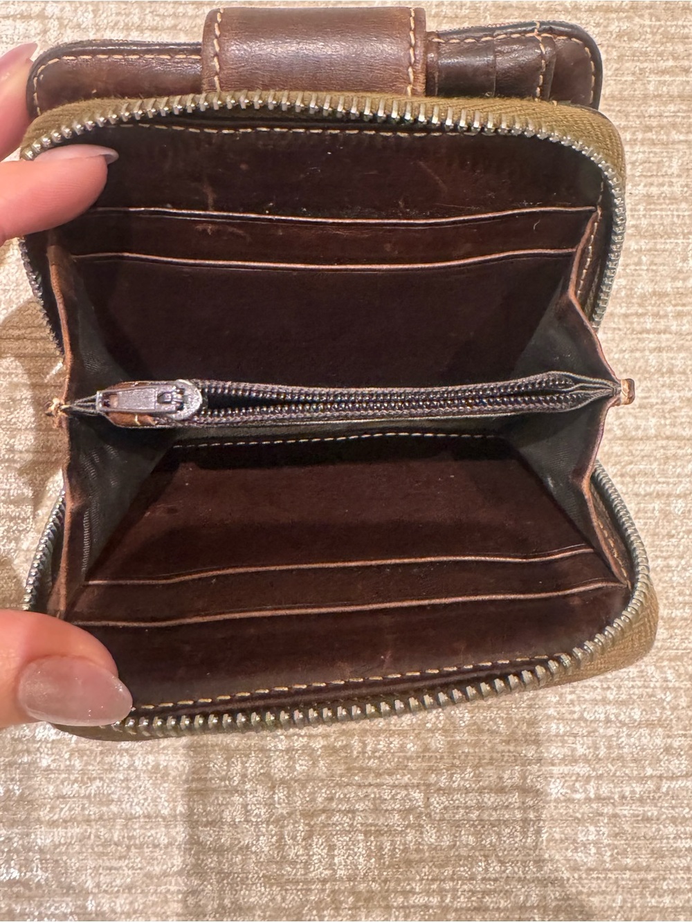 Dooney & Bourke Tan and Brown bi fold small Wallet - Picture 3 of 4